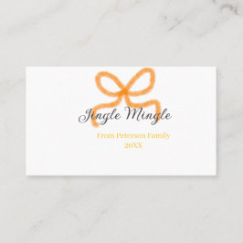 Orange bow jingle Mingle retro boho family namdate Visitekaartje