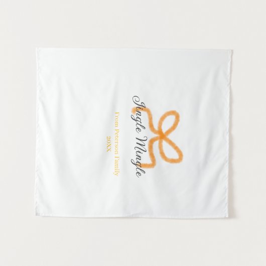 Orange bow jingle Mingle retro boho family namdate Wandkleed (Voorkant (horizontaal))