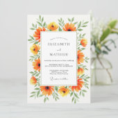 Orange Bright Summer Wedding Kaart (Staand voorkant)