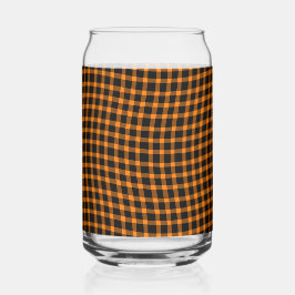 Orange Brown Plaid Checker Seamless Pattern Blikvorm Glas