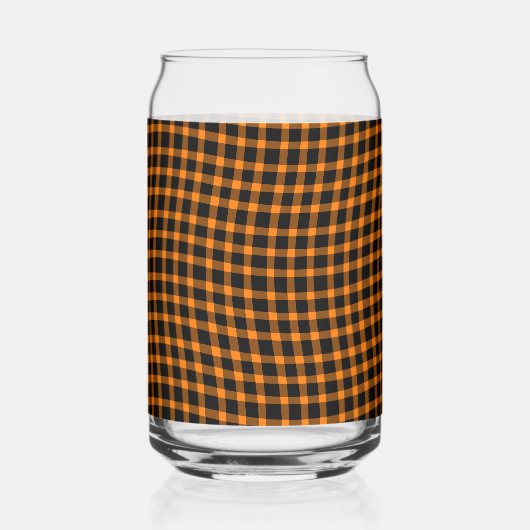 Orange Brown Plaid Checker Seamless Pattern Blikvorm Glas (Voorkant)