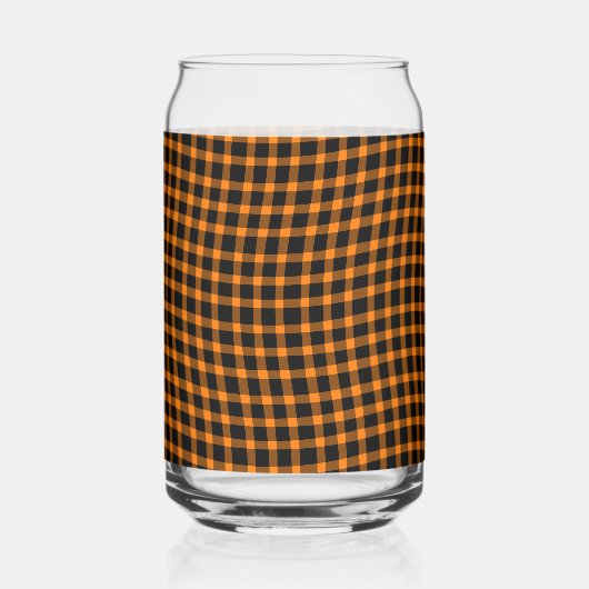 Orange Brown Plaid Checker Seamless Pattern Blikvorm Glas (Achterkant)