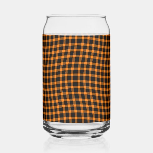 Orange Brown Plaid Checker Seamless Pattern Blikvorm Glas (Links)