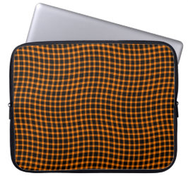Orange Brown Plaid Checker Seamless Pattern Laptop Sleeve