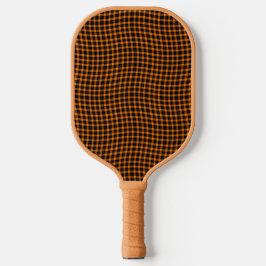 Orange Brown Plaid Checker Seamless Pattern Pickleball Paddle