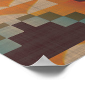 Orange Brown Red Teal Blue Ethnic Tribal Mosaic Poster (Hoek)