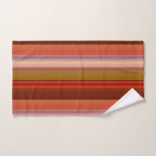 Orange Brown rust and Pink Stripes Bad Handdoek (Handdoek)