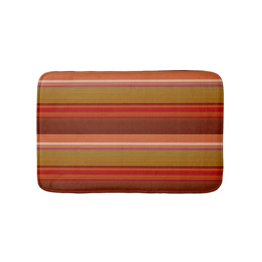 Orange Brown rust and Pink Stripes Badmat (Voorkant)