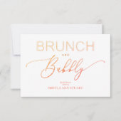 Orange Brunch Bubbly Bridal Shower Typography Kaart (Voorkant)