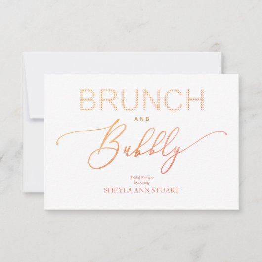 Orange Brunch Bubbly Bridal Shower Typography Kaart (Voorkant)