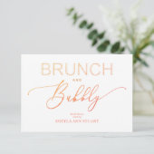 Orange Brunch Bubbly Bridal Shower Typography Kaart (Staand voorkant)