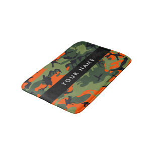 Orange Camouflage Pattern, Your name, Personalize Badmat