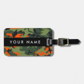 Orange Camouflage Pattern, Your name, Personalize Bagagelabel (Voorkant horizontaal)