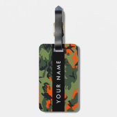 Orange Camouflage Pattern, Your name, Personalize Bagagelabel (Achterkant verticaal)