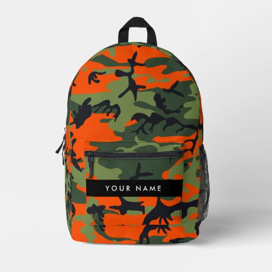 Orange Camouflage Pattern, Your name, Personalize Bedrukte Rugzak (Voorkant)