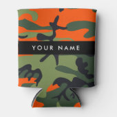 Orange Camouflage Pattern, Your name, Personalize Blikjeskoeler (Voorkant)