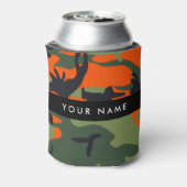Orange Camouflage Pattern, Your name, Personalize Blikjeskoeler (Blikje Achterkant)
