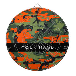 Orange Camouflage Pattern, Your name, Personalize Dartbord