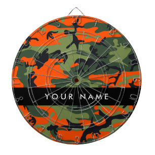 Orange Camouflage Pattern, Your name, Personalize Dartbord