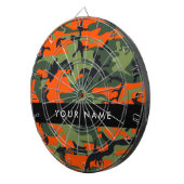 Orange Camouflage Pattern, Your name, Personalize Dartbord (Voorkant Rechts)