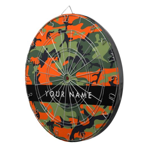 Orange Camouflage Pattern, Your name, Personalize Dartbord (Voorkant Rechts)