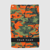 Orange Camouflage Pattern, Your name, Personalize Golfhanddoek (Voorkant)