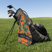 Orange Camouflage Pattern, Your name, Personalize Golfhanddoek (Groen)