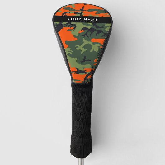 Orange Camouflage Pattern, Your name, Personalize Golfheadcover (Voorkant)