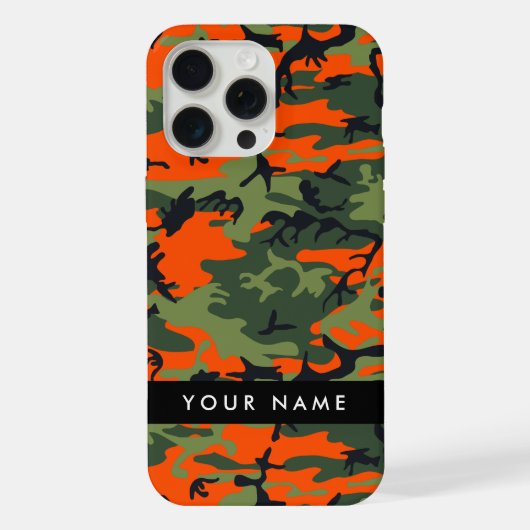 Orange Camouflage Pattern, Your name, Personalize iPhone Hoesje (Achterkant)