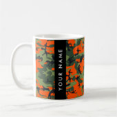 Orange Camouflage Pattern, Your name, Personalize Koffiemok (Links)