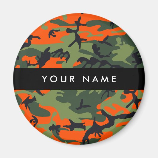 Orange Camouflage Pattern, Your name, Personalize Magneet (Voorkant)