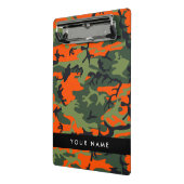 Orange Camouflage Pattern, Your name, Personalize Mini Klembord (Angled2)