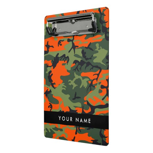 Orange Camouflage Pattern, Your name, Personalize Mini Klembord (Angled2)