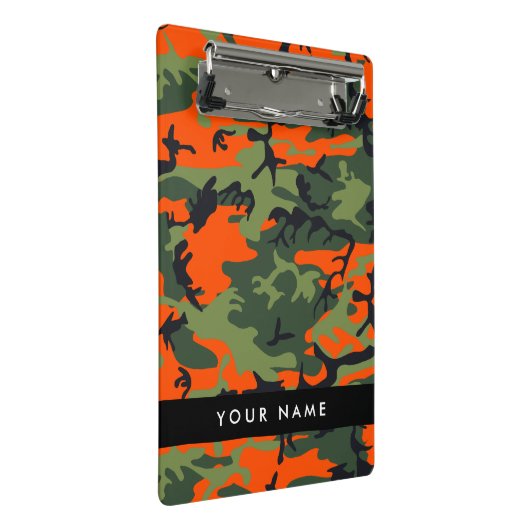Orange Camouflage Pattern, Your name, Personalize Mini Klembord (Schuin)