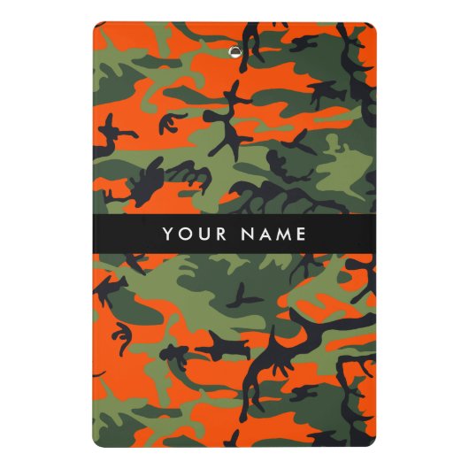 Orange Camouflage Pattern, Your name, Personalize Mini Klembord (Achterkant)