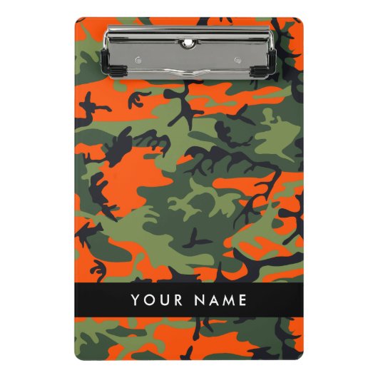 Orange Camouflage Pattern, Your name, Personalize Mini Klembord (Voorkant)