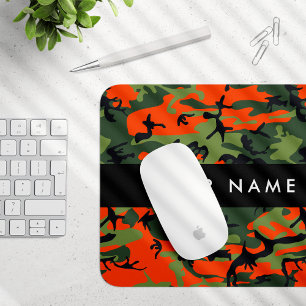 Orange Camouflage Pattern, Your name, Personalize Muismat