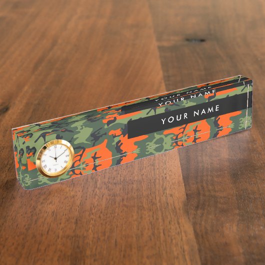 Orange Camouflage Pattern, Your name, Personalize Naambordje (Zijkant)