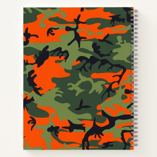 Orange Camouflage Pattern, Your name, Personalize Notitieboek (Achterkant)