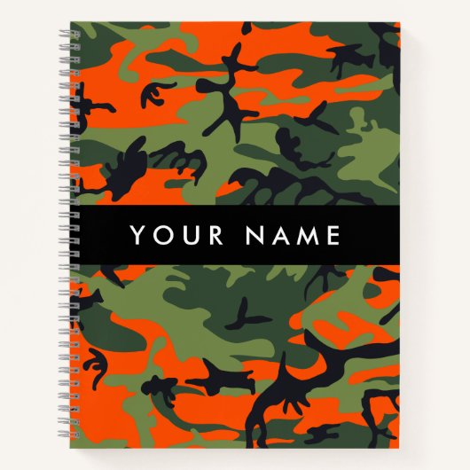 Orange Camouflage Pattern, Your name, Personalize Notitieboek (Voorkant)