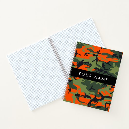 Orange Camouflage Pattern, Your name, Personalize Notitieboek (Binnen)