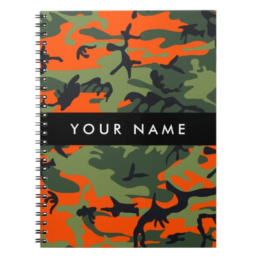 Orange Camouflage Pattern, Your name, Personalize Notitieboek (Voorkant)