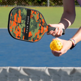 Orange Camouflage Pattern, Your name, Personalize Pickleball Paddle
