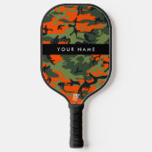 Orange Camouflage Pattern, Your name, Personalize Pickleball Paddle (Voorkant)