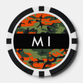 Orange Camouflage Pattern, Your name, Personalize Poker Chips (Voorkant)