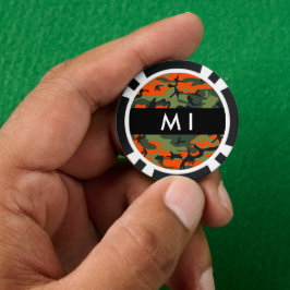 Orange Camouflage Pattern, Your name, Personalize Poker Chips