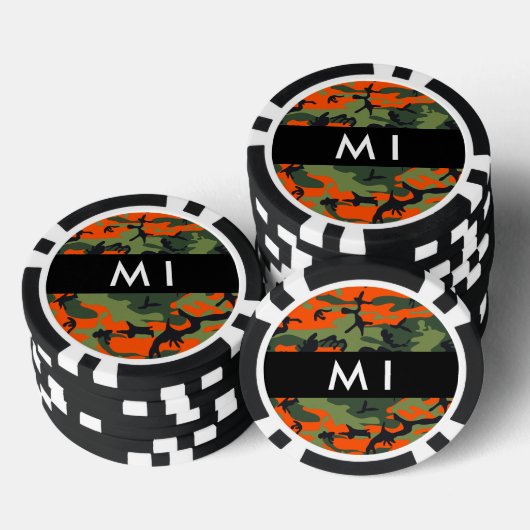 Orange Camouflage Pattern, Your name, Personalize Poker Chips (Opstapeling)