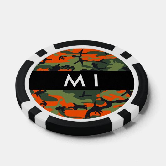 Orange Camouflage Pattern, Your name, Personalize Poker Chips (Enkel)