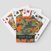 Orange Camouflage Pattern, Your name, Personalize Pokerkaarten (Achterkant)