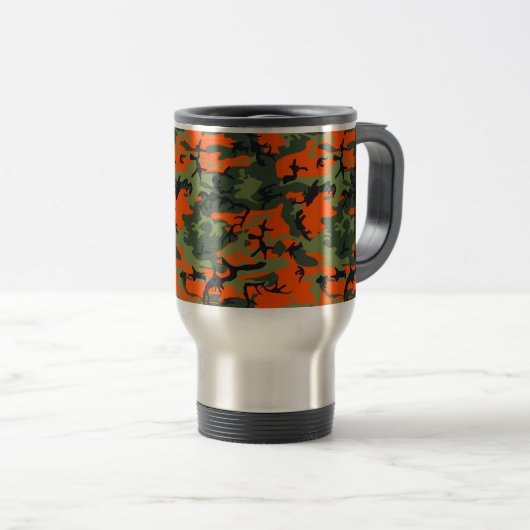 Orange Camouflage Pattern, Your name, Personalize Reisbeker (Voorkant rechts)